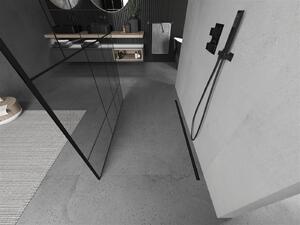 Mexen Kioto, átmenő zuhanyparaván 110 x 200 cm, 8mm átlátszó üveg / fekete mintás, 2x fekete stabilizáló távtartó, 800-110-002-70-78