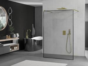 Mexen Kioto, átmenő zuhanyparaván 110 x 200 cm, 8mm üveg tiszta / fekete mintás, arany-800-110-002-50-70