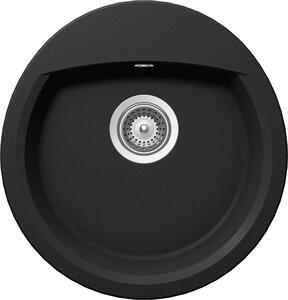 Schock Manhattan R-100 konyhai mosogatótálca Cristalite Nero 470 x 490 mm, gránit, hagyományos beépítés, fekete