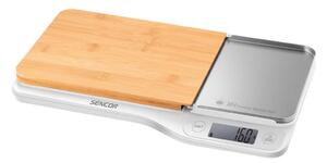 Sencor Sencor - Elektronikus konyhai mérleg bambusz vágódeszkával 2xAAA fehér FT0321