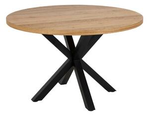 Asztal Oakland 871, Vad tölgy, Fekete, 76.4cm, Közepes sűrűségű farostlemez, Természetes fa furnér, Fém