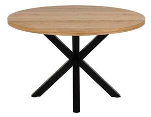 Asztal Oakland 871, Fekete, Vad tölgy, 76.4cm, Közepes sűrűségű farostlemez, Természetes fa furnér, Fém