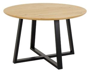 Asztal Oakland 812, Fekete, Fényes fa, 75cm, Természetes fa furnér, Közepes sűrűségű farostlemez, Váz anyaga, Tölgy