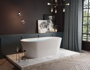 Rea Milano, szabadon álló fürdőkád 170x73 cm, szifonnal és csattanó dugóval, fehér, REA-W2001