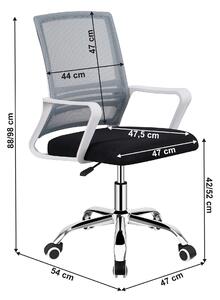 KONDELA Irodai szék, hálószövet szürke/szövet fekete/műanyag fehér, APOLO 2 NEW