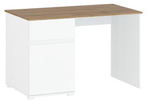 Számítógépasztal 1D1S/120, fényes fehér/wotan tölgy, VILGO