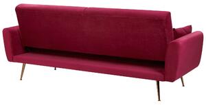 Háromszemélyes burgundi bársony kanapéágy EINA