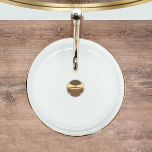 Rea Sami Gold Edge, asztali mosogató 36x36 cm, fehér-arany, REA-U6758