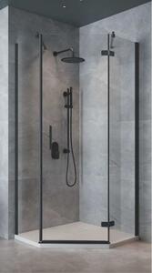 Cersanit Jota, 5 karbon zuhanykabin 90x90x195 cm, bal ajtó, 6mm átlátszó üveg, fekete profil, S160-016