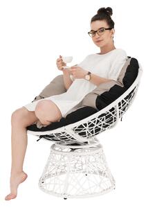 KONDELA Forgó fotel párnával, fehér/taupe/fekete, TRISS BIG