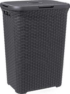 Curver Natural Style Rattan hatású szennyestartó 60l - Szürke