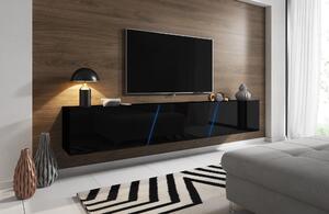 TV asztal/szekrény Savanna 240 (matt fekete + fényes fekete) (világítással). 1000640