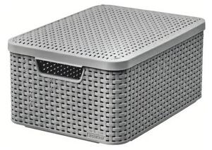 Curver Rattan Style M kosár Fedővel Világosszürke
