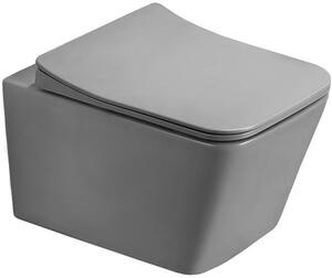 Mexen Teo WC Rimless WC lappal vékony, hőre keményedő, világosszürke matt, 30854061