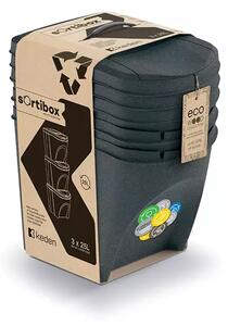Sortibox ECO Wood 3 Darabos Szelektív Hulladékgyűjtő Rendszer 3x25 L Antracit