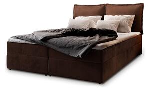 LENTE ágyneműtartós kárpitozott boxspring ágy matraccal 160x200 - csokoládébarna