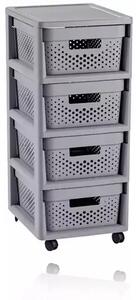 Curver Infinity Dots 4x11L fiókos polc, világos szürke