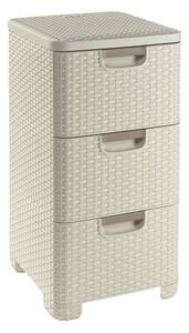 Curver Style Rattan hatású 3 fiókos szekrény - Krém