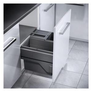 Hulladékgyűjtő szemetes 600 mm, 1x28 + 2x13 literes, sötétszürke, csillapított csukódással