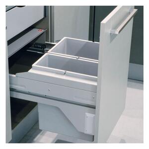 Hulladékgyűjtő szemetes 500 mm, 1x14 + 1x20 literes, világosszürke, csillapított csukódással