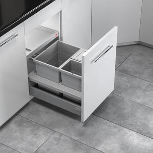 Hulladékgyűjtő szemetes 450 mm, 1x18 + 2x8 literes, világosszürke