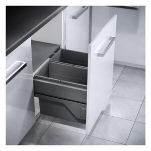 Hulladékgyűjtő szemetes 600 mm, 2x28 literes, sötétszürke, csillapított csukódással