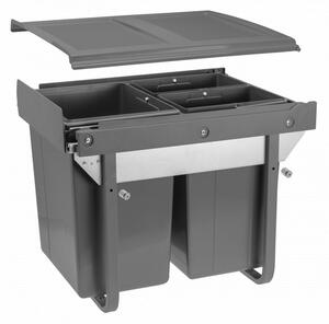 Hulladékgyűjtő szemetes PRACTI ECO 450, 1x20 és 2x10 literes, antracit, előlaprögzítő nélkül