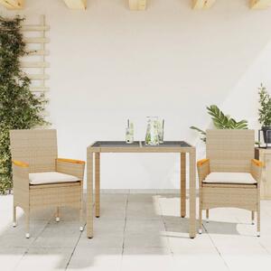 VidaXL Kerti Étkezőgarnitúra - 3 részes - Bézs Polyrattan