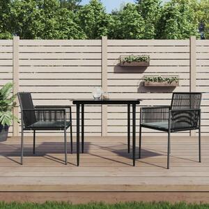 VidaXL Kerti Étkezőgarnitúra - 3 részes - Fekete Polyrattan