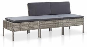 VidaXL 3-részes szürke polyrattan kerti ülőgarnitúra párnákkal