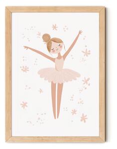 Falikép gyerekszobába - balerina virágokkal A4 (21x30 cm)