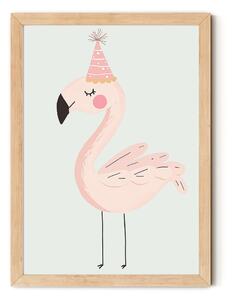 Falikép babaszobába - szülinapos flamingó A4 (21x30 cm)