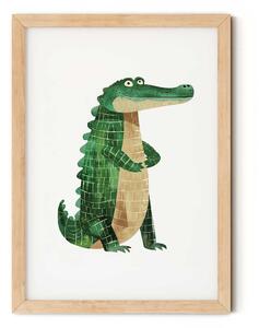 Akvarell krokodil falikép fiúknak gyerekszobába A4 (21x30 cm)