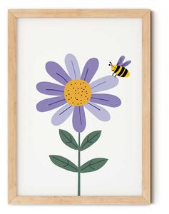 Lila virág minimalista falikép gyerekszobába A4 (21x30 cm)