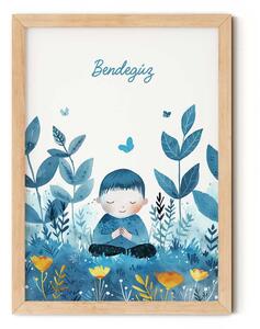 Névre szóló egyedi falikép gyerekszobába - Meditáló kisfiú A4 (21x30 cm)