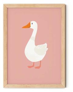Liba rózsaszín háttéren minimalista falikép gyerekszobába A4 (21x30 cm)