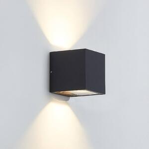 Lucande LED kültéri fali lámpa Merjem, 12 cm, fel/le, IP54, Alu / szürke / cink, Alumínium, Modern