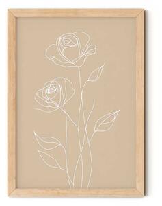 Minimalista virág vonalrajz falikép gyerekszobába A4 (21x30 cm)