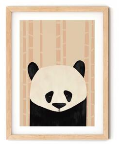 Pandás falikép gyerekszobába - púder háttérrel A4 (21x30 cm)