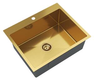 Gamma Gamma, 1 rekeszes acél mosogató 600x500x210 mm, arany matt, GMA-S6050-GD