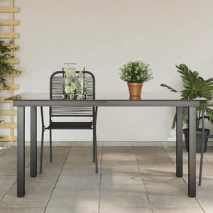 VidaXL fekete alumínium és üveg kerti asztal 150 x 90 x 74 cm