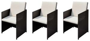 VidaXL Kerti székek 3 pcs Barna 56 x 52 x 87 cm Poli rattan
