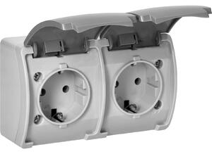 Orno Dupla 2x2P+Z Schuko Aquatic Aljzat, IP44, Szürkés-Grafit