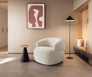 DELIFE Lounge fotel Nova 88x88 cm bouclé krémfehér