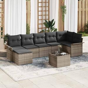Kerti Kanapé Szett párnával tárolóval 8 pcs Szürke Poli rattan
