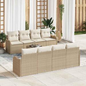 Kerti Kanapé Szett párnával tárolóval 9 pcs Beige és krém