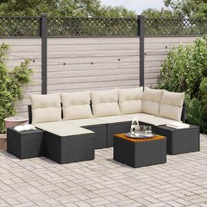 VidaXL Kerti Kanapé Szett 7 pcs Fekete és fehér