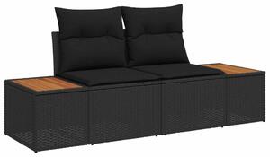 Kerti kanapé Fekete 184 x 62 x 85cm polirattan
