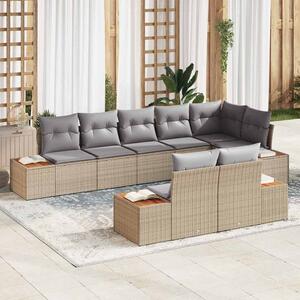 Kerti Kanapé Szett 8 pcs Beige és Világosszürke Polyrattan