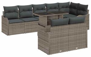 Kerti Kanapé Szett párnával párnával 9 pcs Szürke Poly Rattan